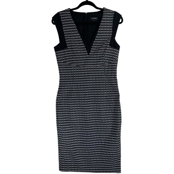 le chateau sleeveless Elegant Blk and Wht fitted geo Pattern Dress size small - Picture 3 of 13